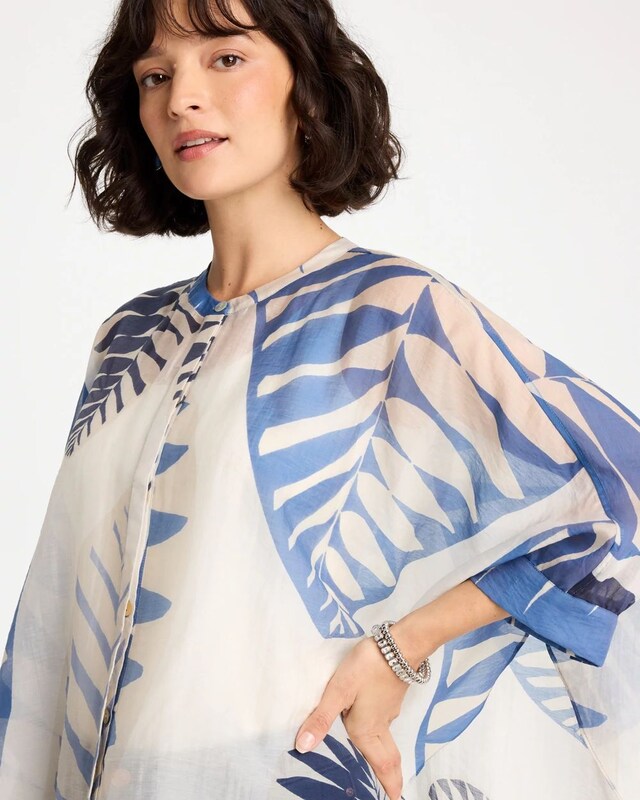 Palm Frond Short Poncho - image 4